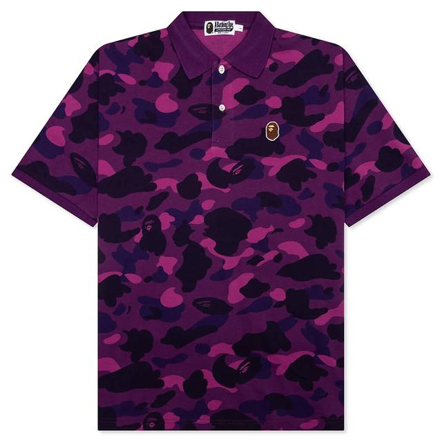 Color Camo Large Ape Head Relaxed Fit Polo Shirt - Purple Male Product Image