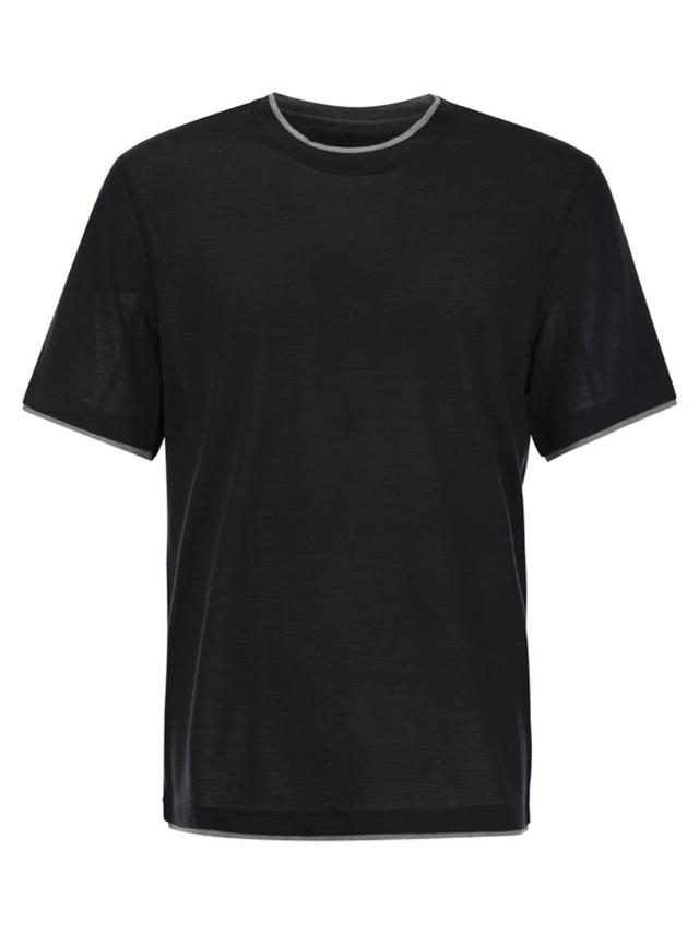 BRUNELLO CUCINELLI Silk And Cotton T-shirt In Black Product Image