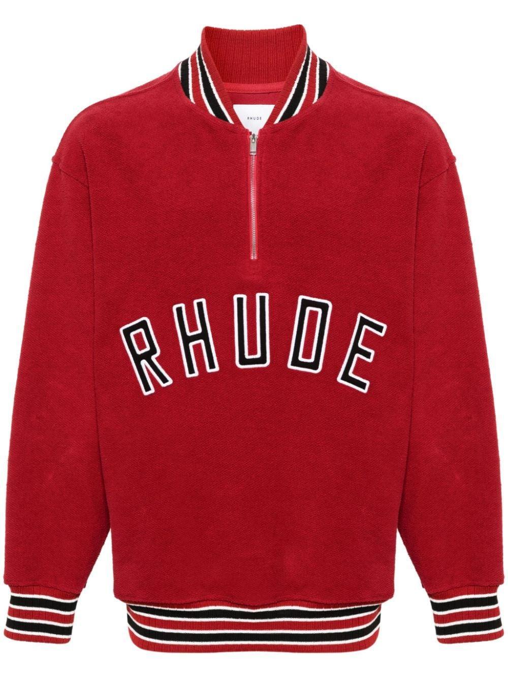 RHUDE Varsity Half-zip Sweatshirt In Vintage Red Product Image