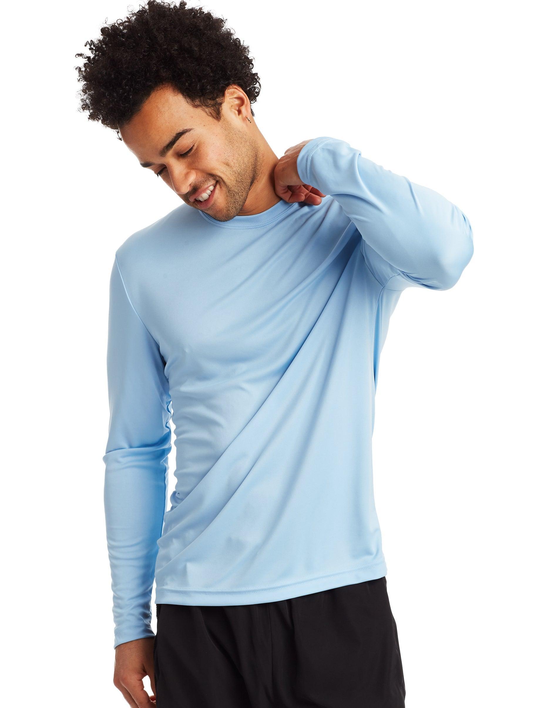 Hanes Sport Mens Cool DRI Long-Sleeve T-Shirt, 2-Pack Graphite/Navy M Product Image