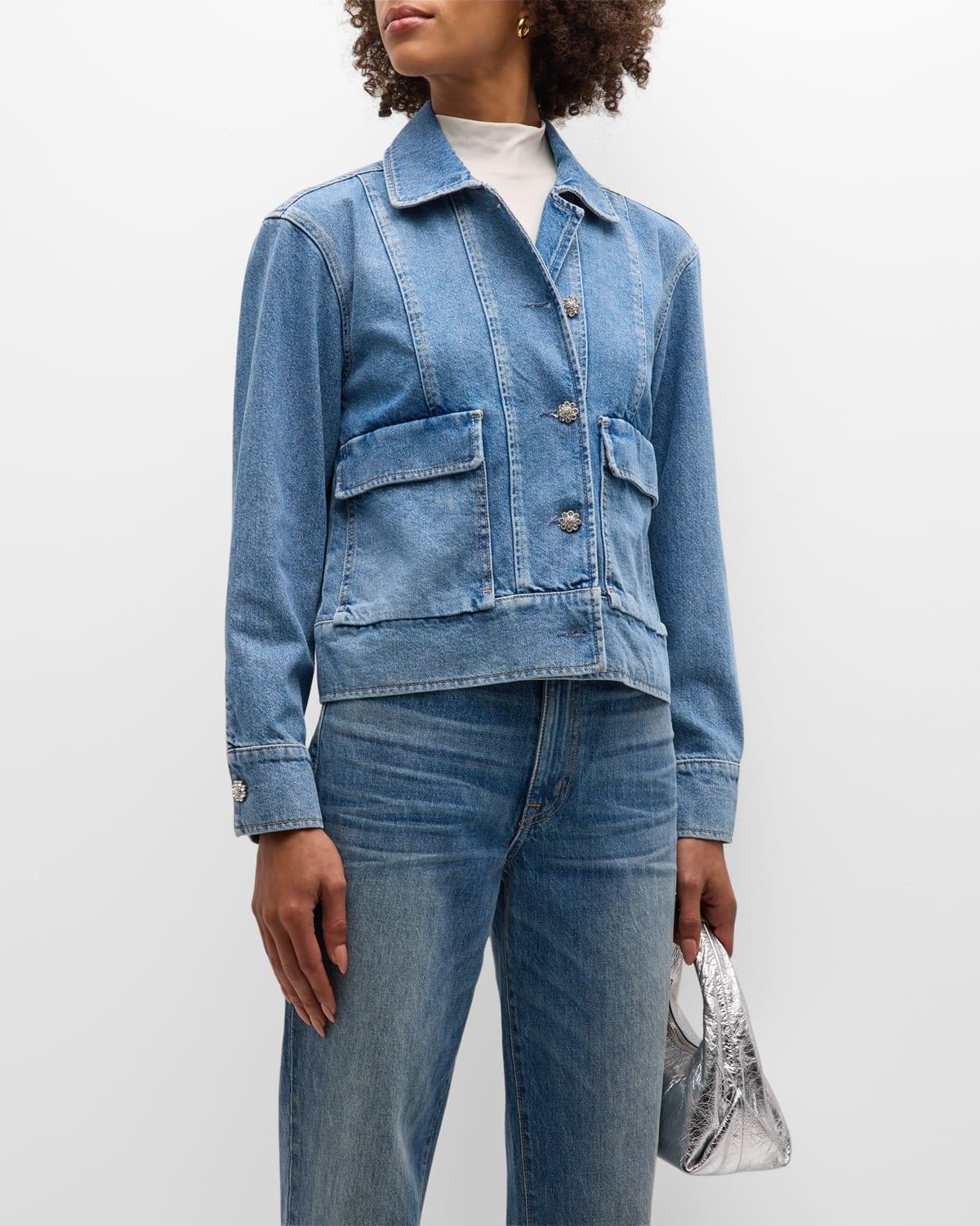 Womens Bianca Crystal Denim Jacket product image