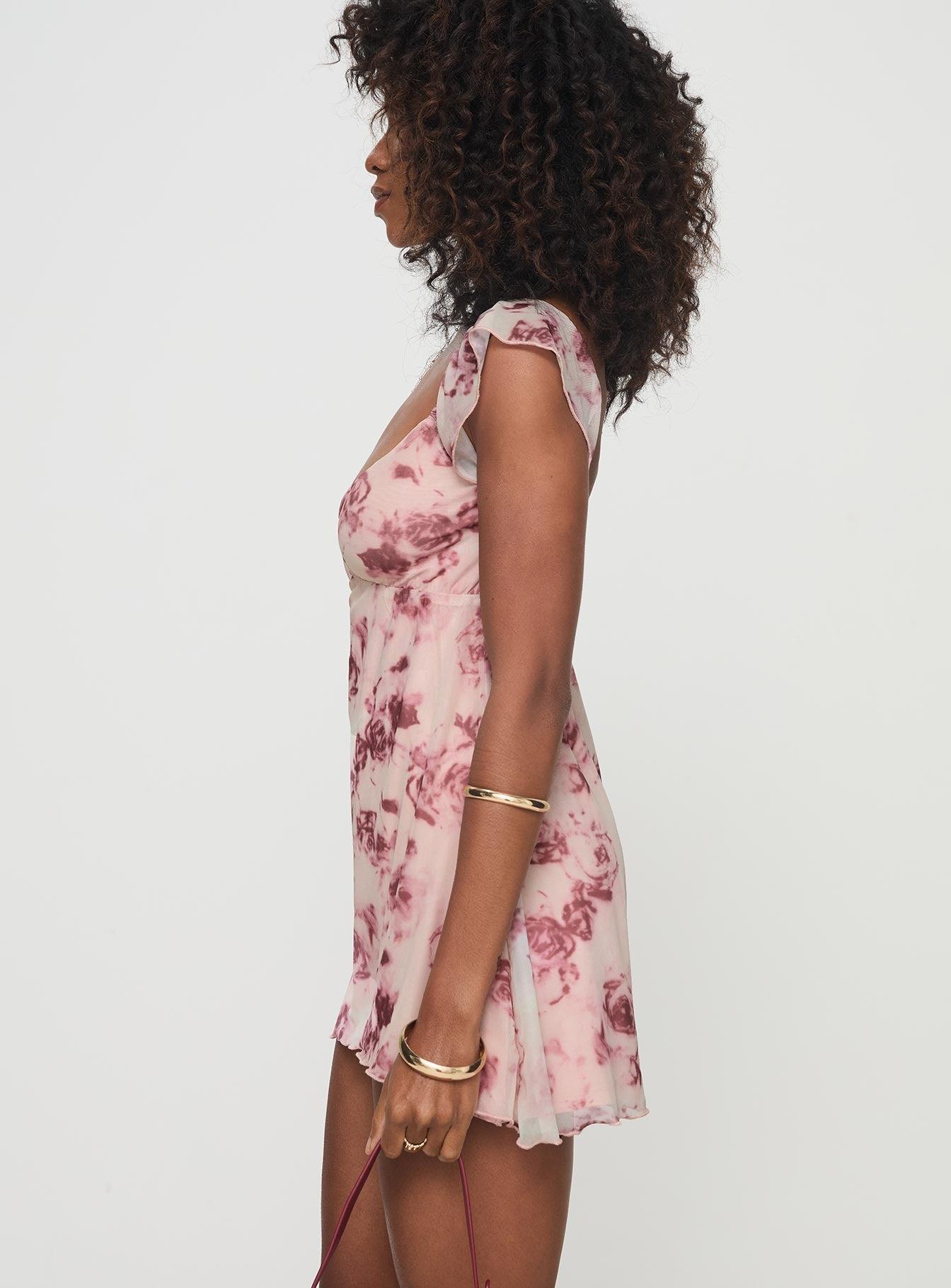 Trigg Mini Dress Pink Floral Product Image