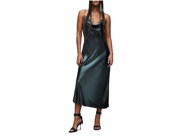 AllSaints Hadley Metallic Satin Slipdress Product Image