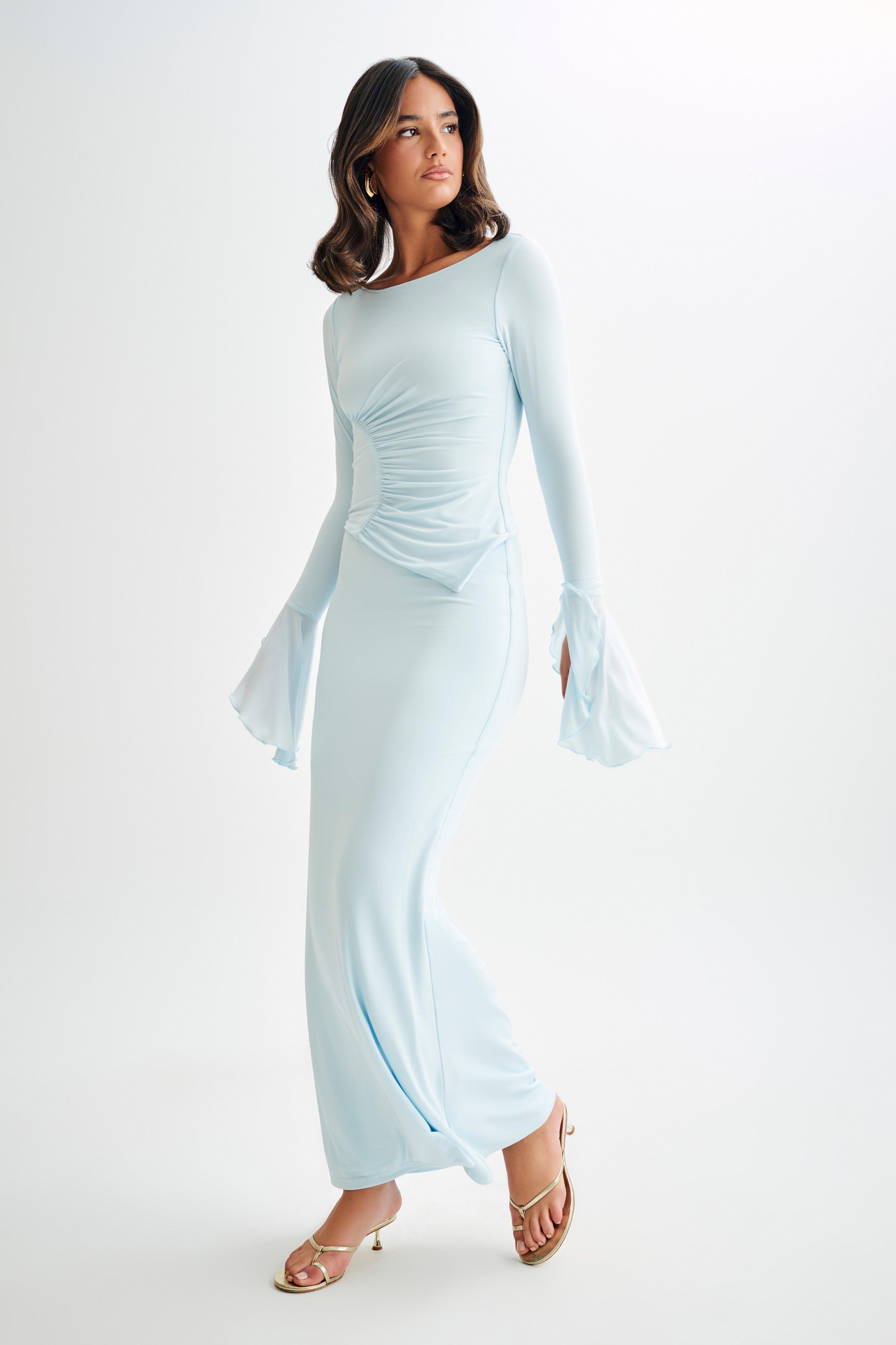 Stevie Bell Sleeve Slinky Top - Sky Blue Product Image