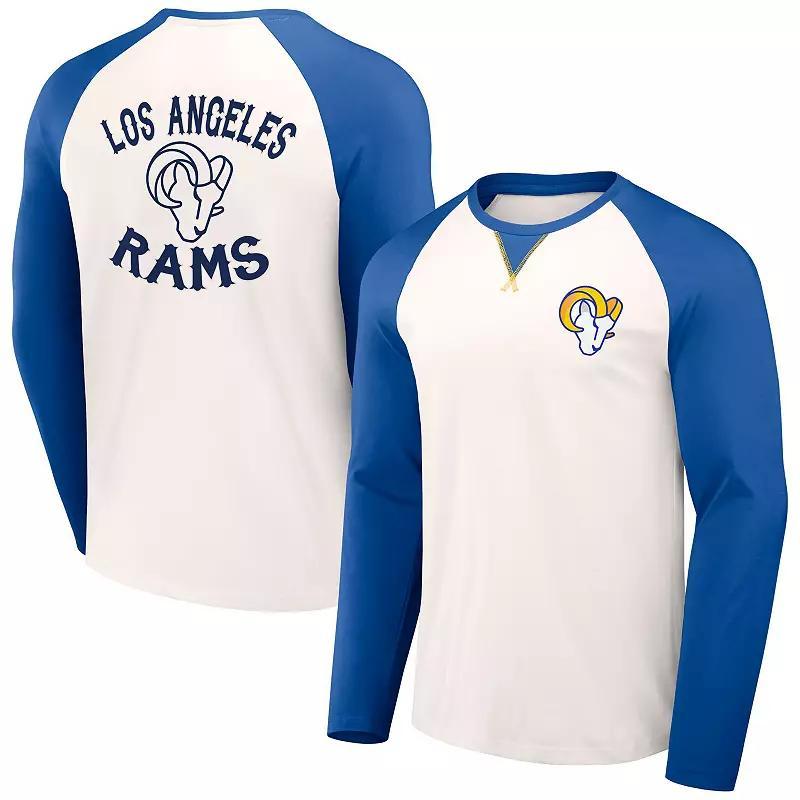 Mens NFL x Darius Rucker Collection by Fanatics Cream/Royal Los Angeles Rams Long Sleeve Raglan T-Shirt Product Image