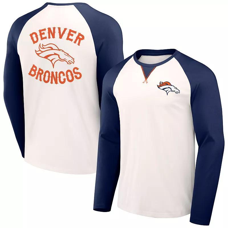 Mens NFL x Darius Rucker Collection by Fanatics Cream/Navy Denver Broncos Long Sleeve Raglan T-Shirt Product Image