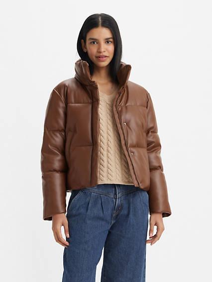 Levis Faux Leather Puffer Jacket - Womens Product Image