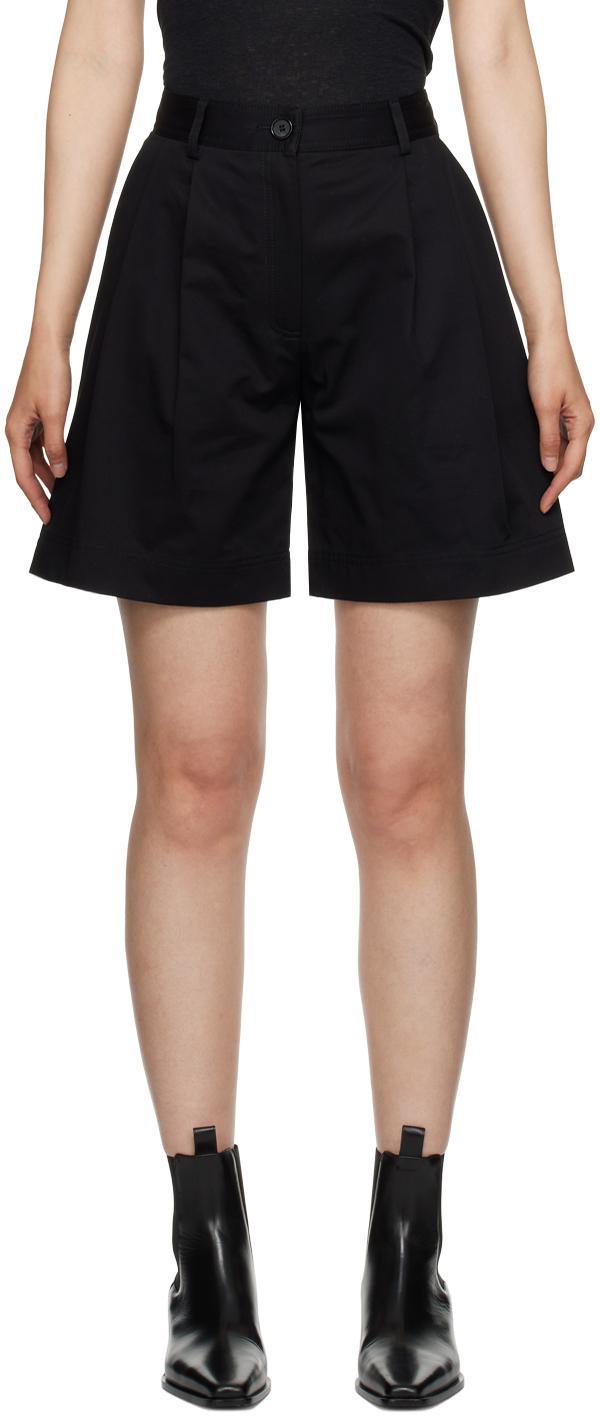 Black Pleated Shorts In 200 Black Product Image