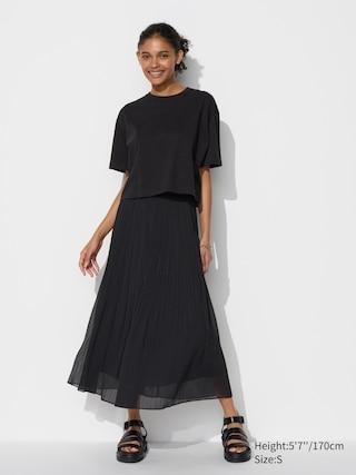 Womens Chiffon Skirt Black Large UNIQLO US Product Image