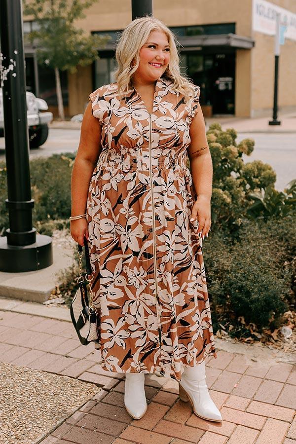 Winery Welcome Floral Midi in Camel Curves Product Image