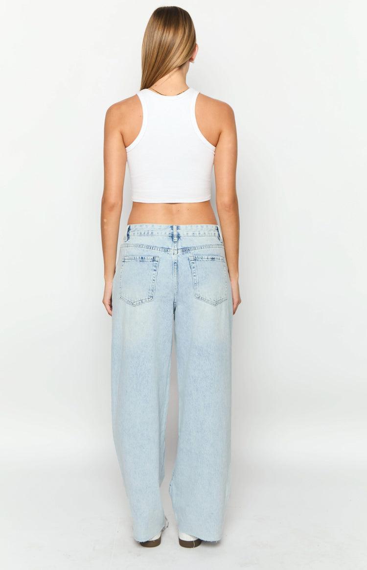 She's Yours Vintage Blue Denim Wide Leg Boyfriend Jeans Product Image