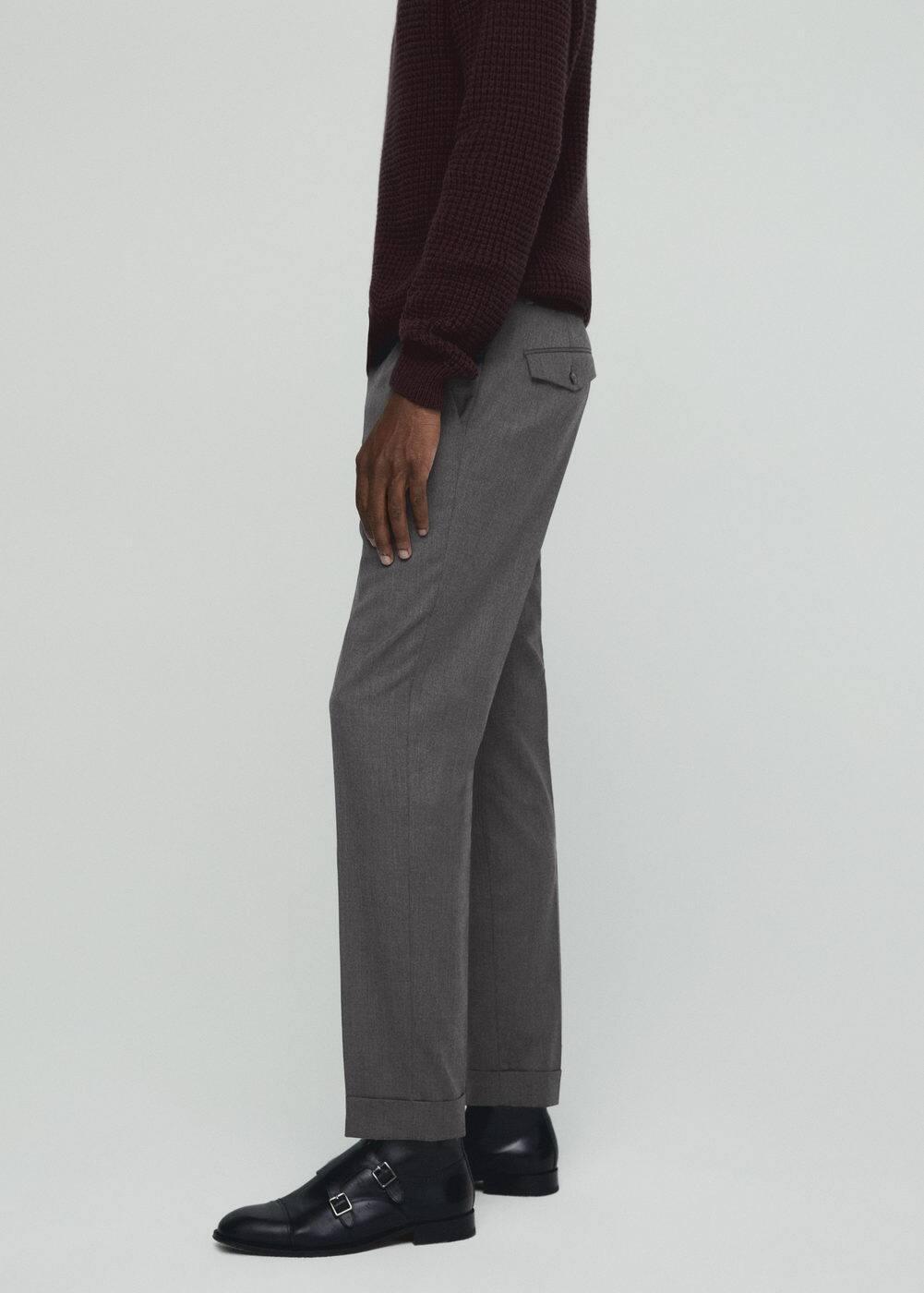 MANGO MAN - Pleat detail wool pants greyMen Product Image