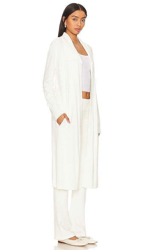 Barefoot Dreams CozyChic Ultra Lite Wide Collar Long Cardi In Pearl in White. Size L. Product Image