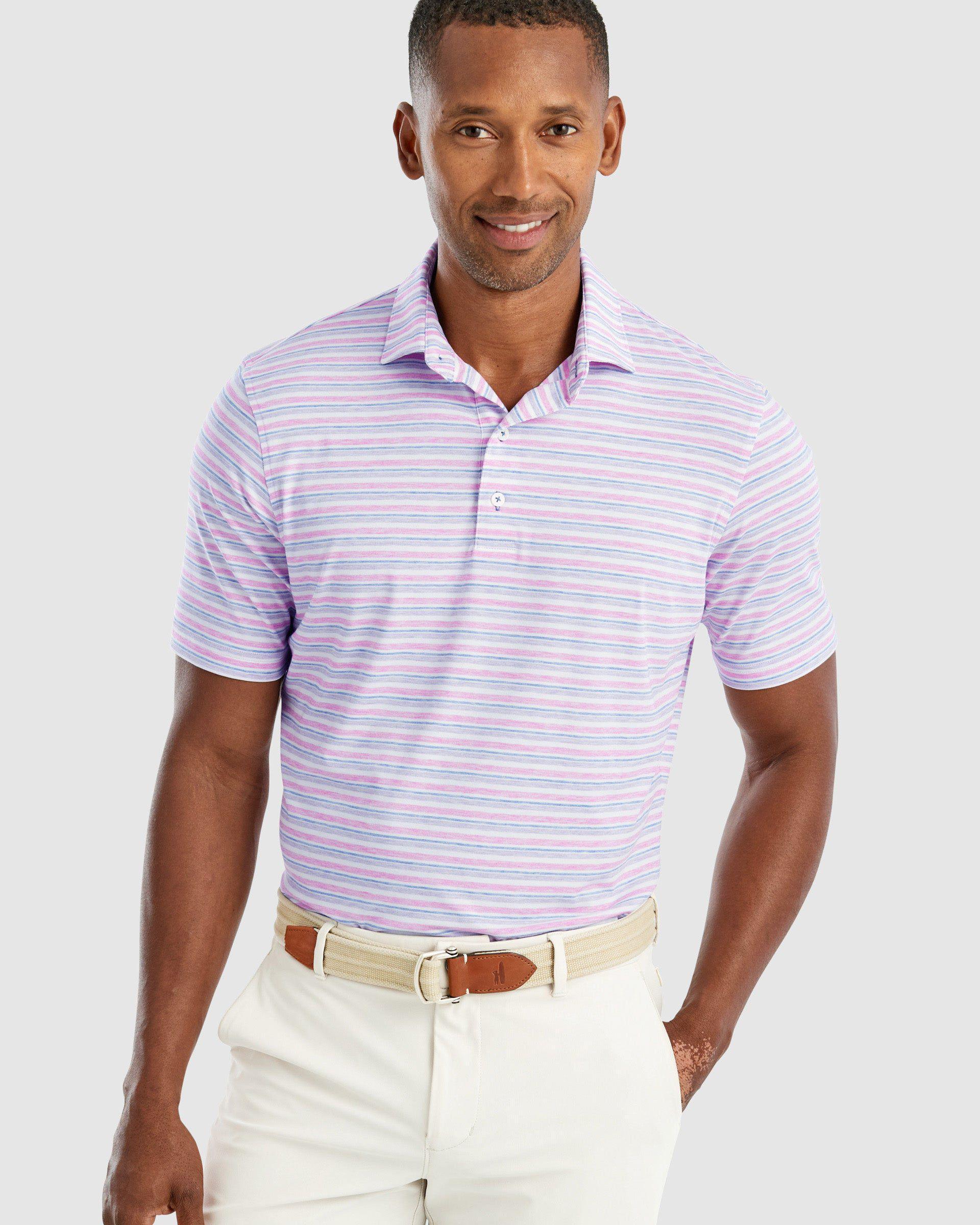 johnnie-O Malcom Striped Top Shelf Performance Polo Product Image