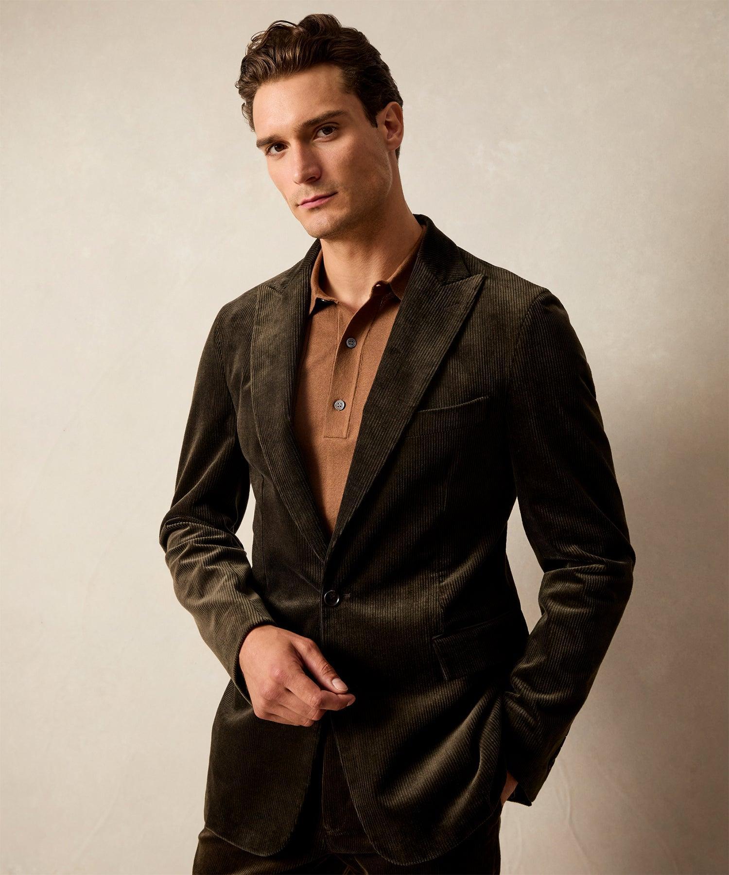 Italian Fine Wale Corduroy Sutton Jacket in Dark Brown Product Image