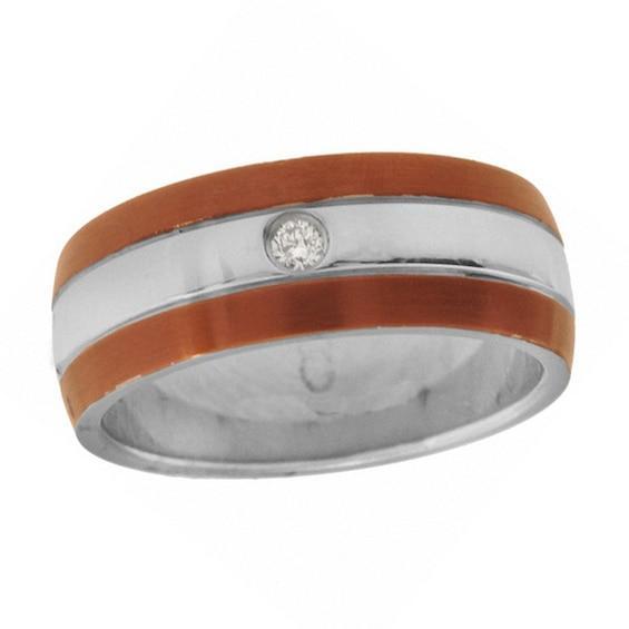 Men's 8.0mm Diamond Accent Wedding Band in Two-Tone Stainless Steel Product Image