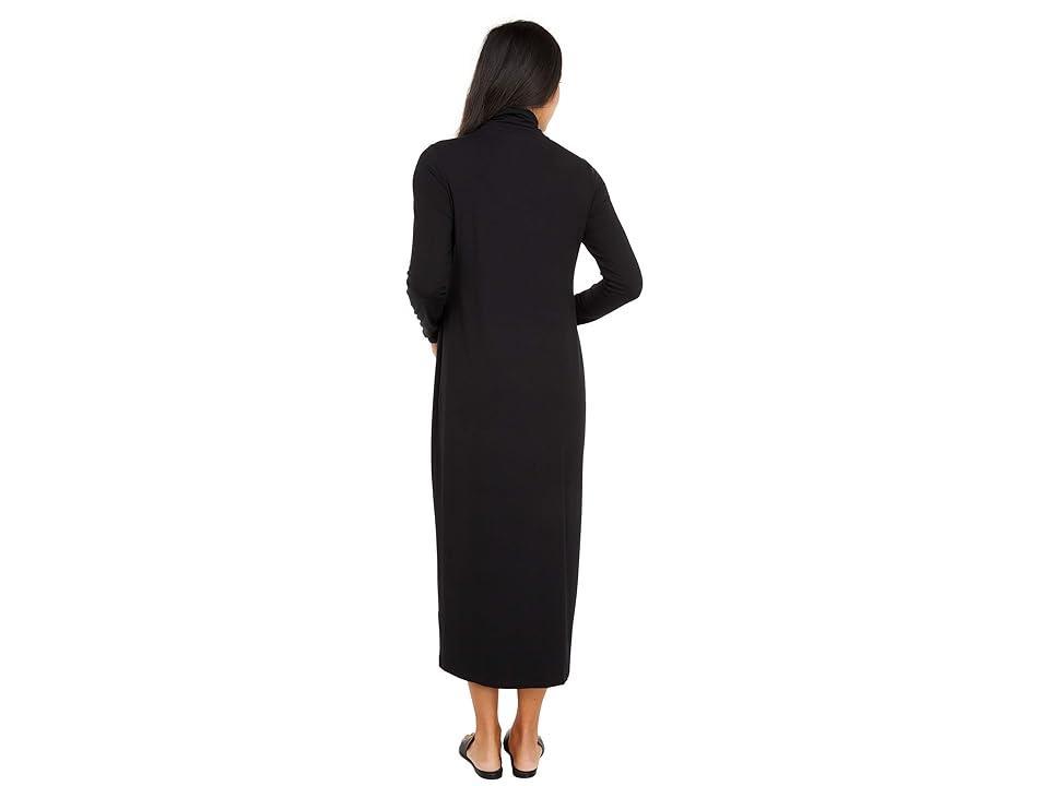 Eileen Fisher Stretch Jersey Knit Scrunch Neck Long Sleeve Shift Dress Product Image