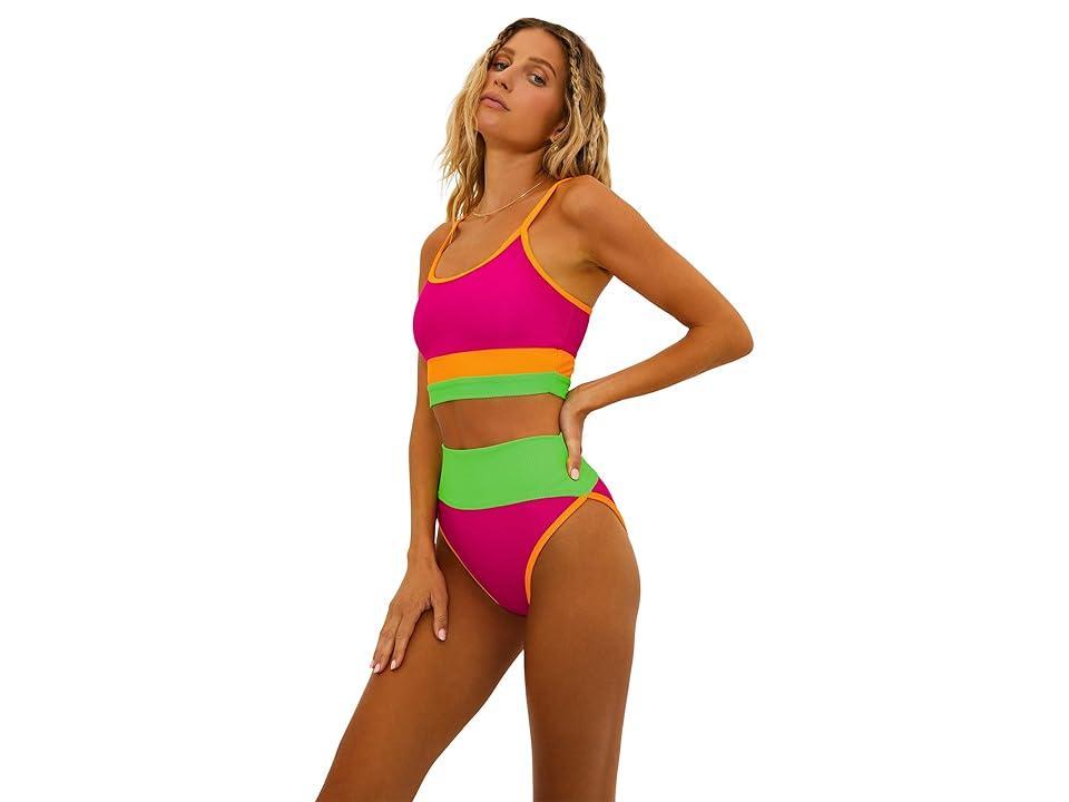 Beach Riot Eva Bikini Top (Neon Sunset Color-Block) Women's Swimwear Product Image