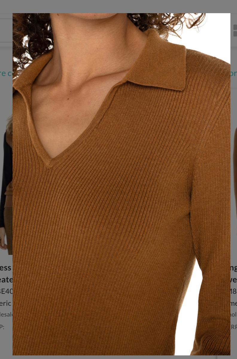 Long Sleeve V-Neck Collared Sweater- Tumeric Product Image