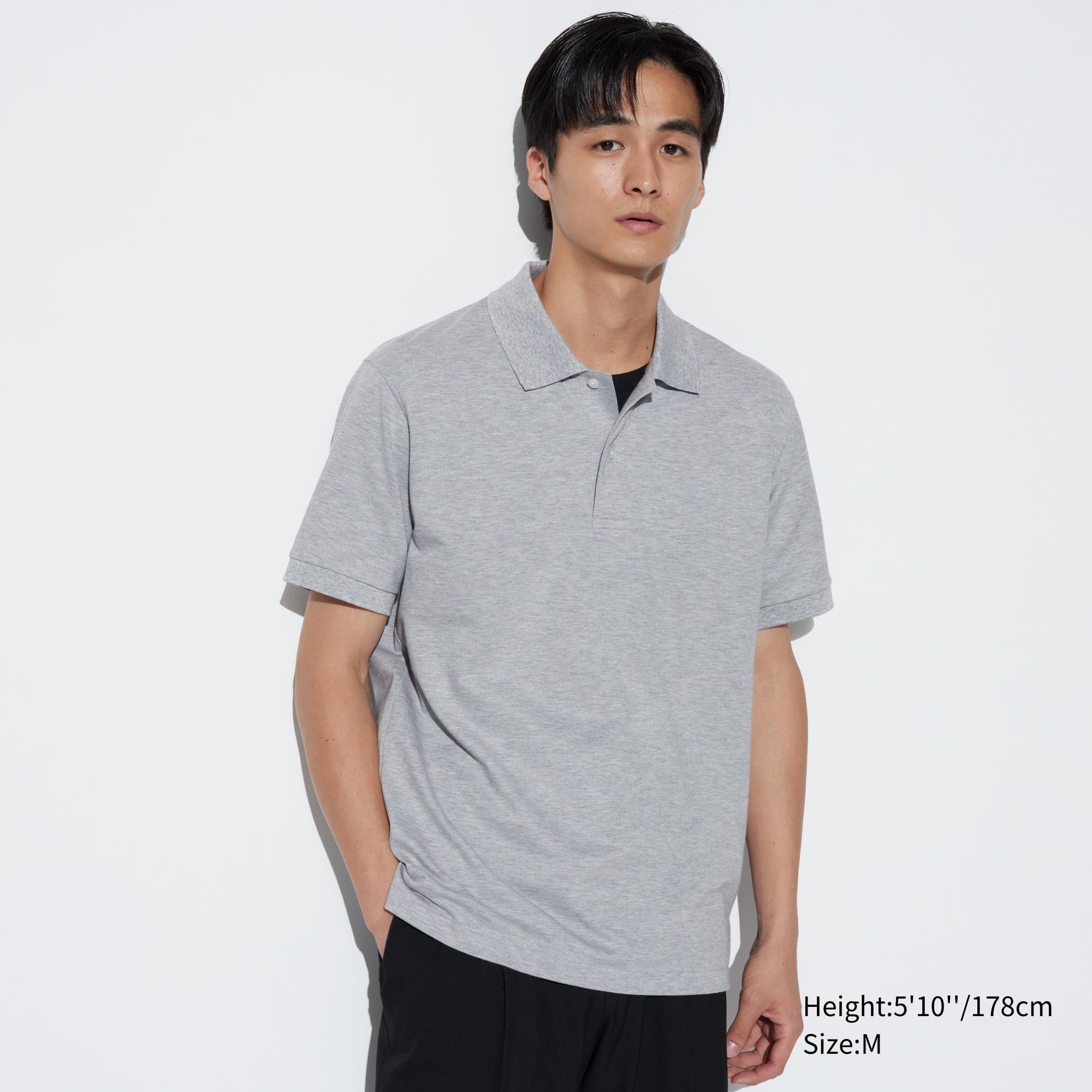 Mens Dry Pique Short Sleeve Polo Shirt Gray Medium UNIQLO US Product Image