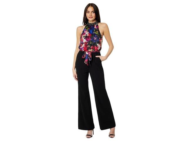 Adrianna Papell Womens Floral-Print Halter Jumpsuit Product Image