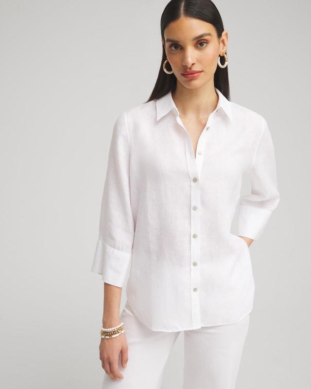 Chico's Women's No Iron Linen 3/4 Sleeve Shirt Product Image