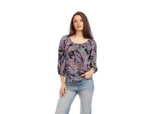 Karen Kane Peasant Top (Paisley) Women's Long Sleeve Pullover Product Image