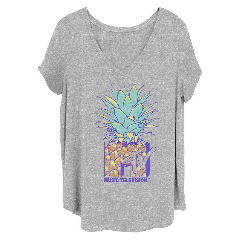 Juniors Plus Size MTV Music Television Pineapple Tee, Girls Grey Gray Product Image