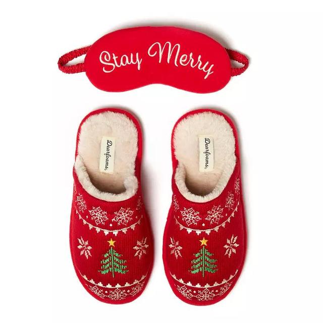 Dearforms Womens Novelty Holiday Knit Scuff Slippers and Eyemask Product Image