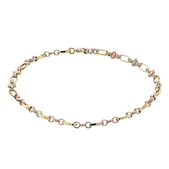 Kristen Kesho 10k Tri-Color Gold Oval Link Bracelet, Womens Tone Product Image