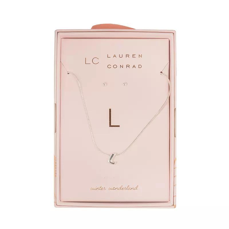 LC Lauren Conrad Initial Metal Necklace & Stud Earring Set, Womens, L Initial Product Image