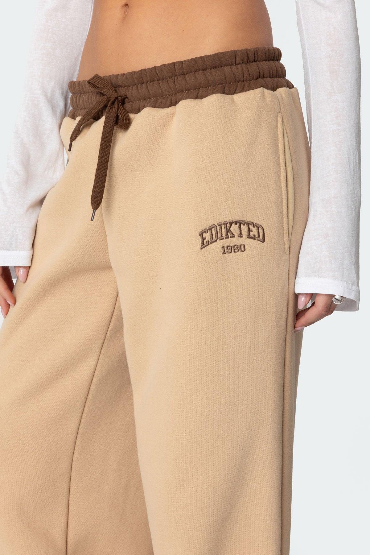 Edikted Contrast Embroidered Sweatpants Product Image