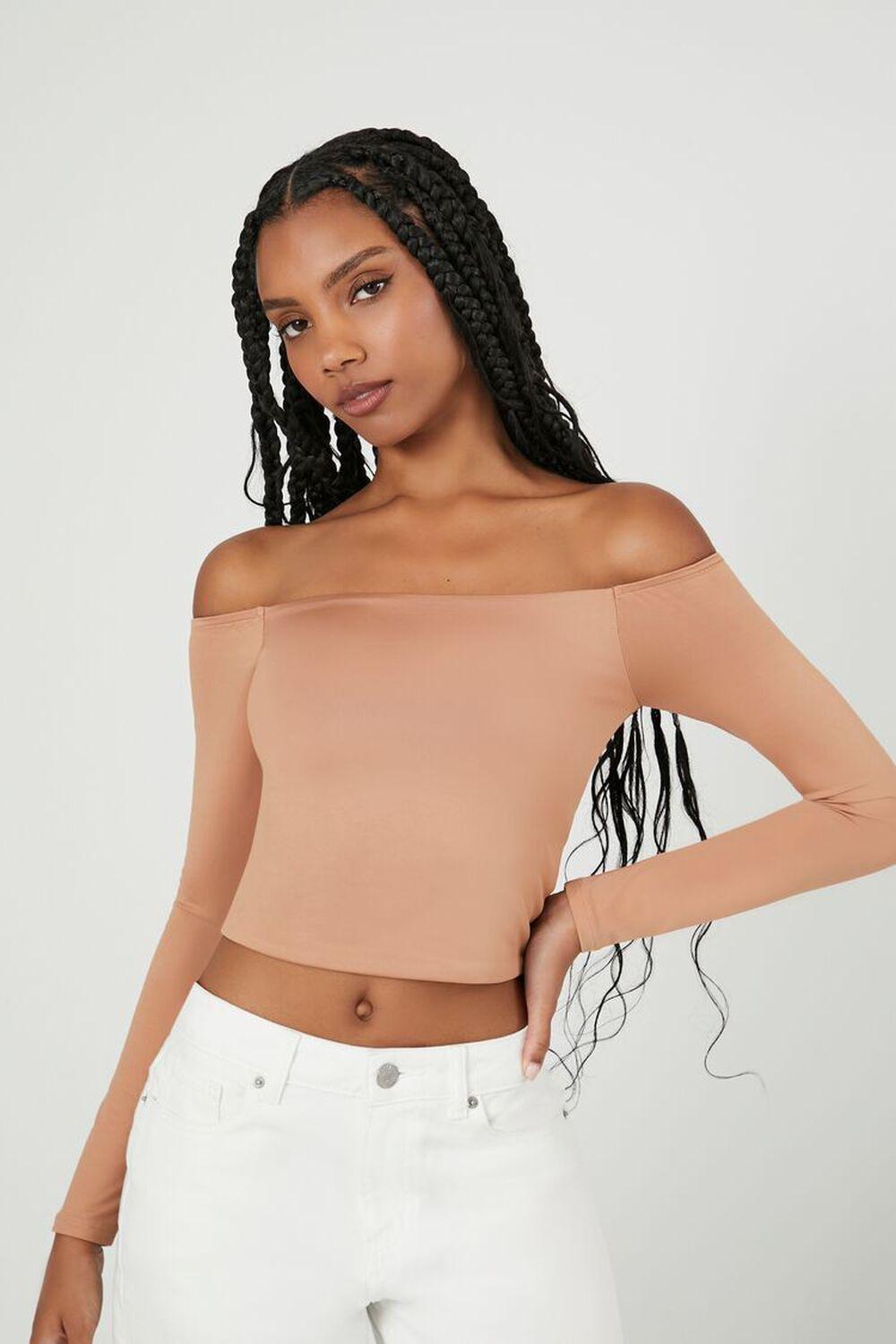 Contour Sculpt Off-the-Shoulder Crop Top | Forever 21 Product Image