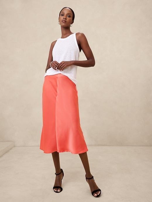 Silky Crepe Midi Slip Skirt Product Image