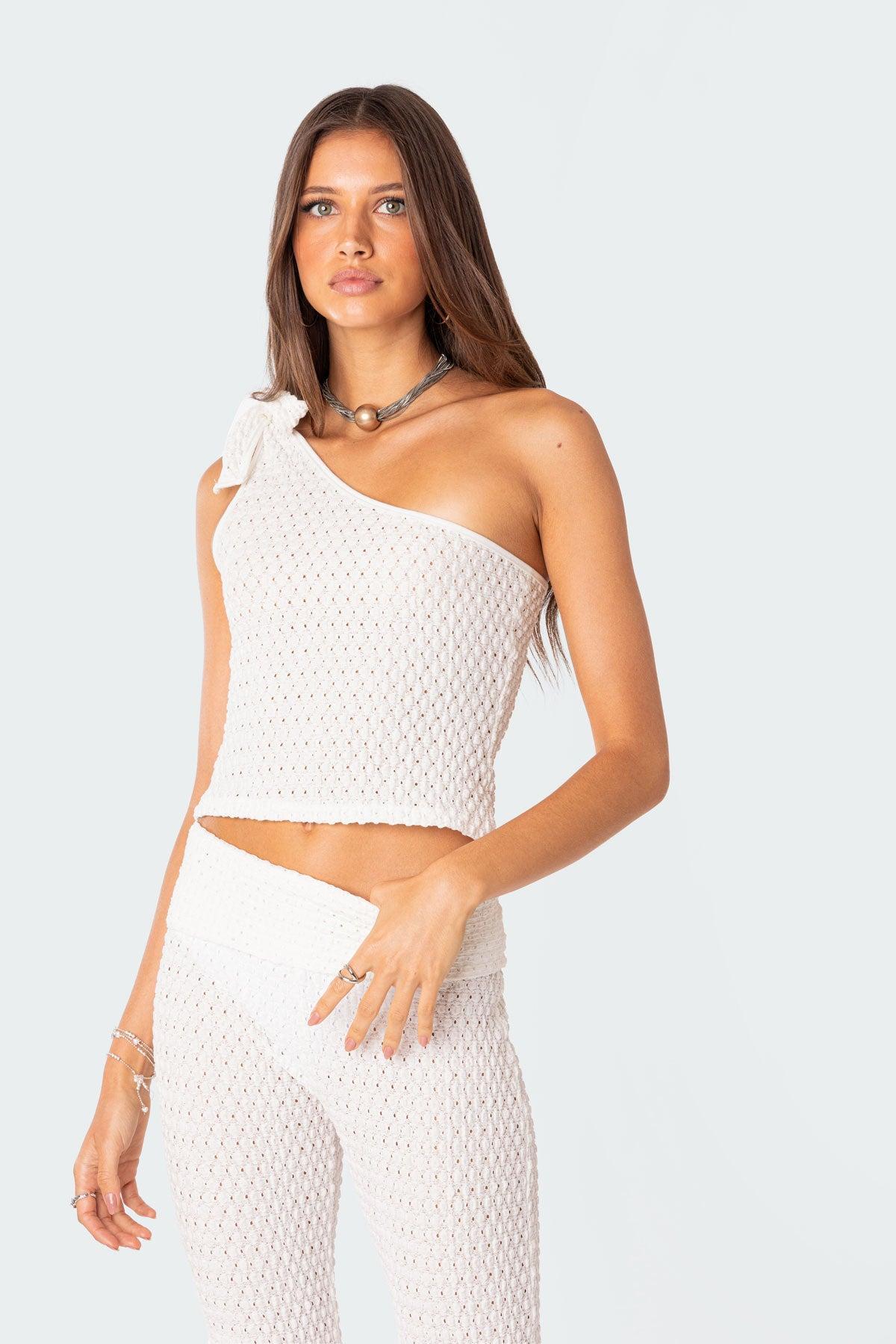 Amalia Textured Knit One Shoulder Top Product Image