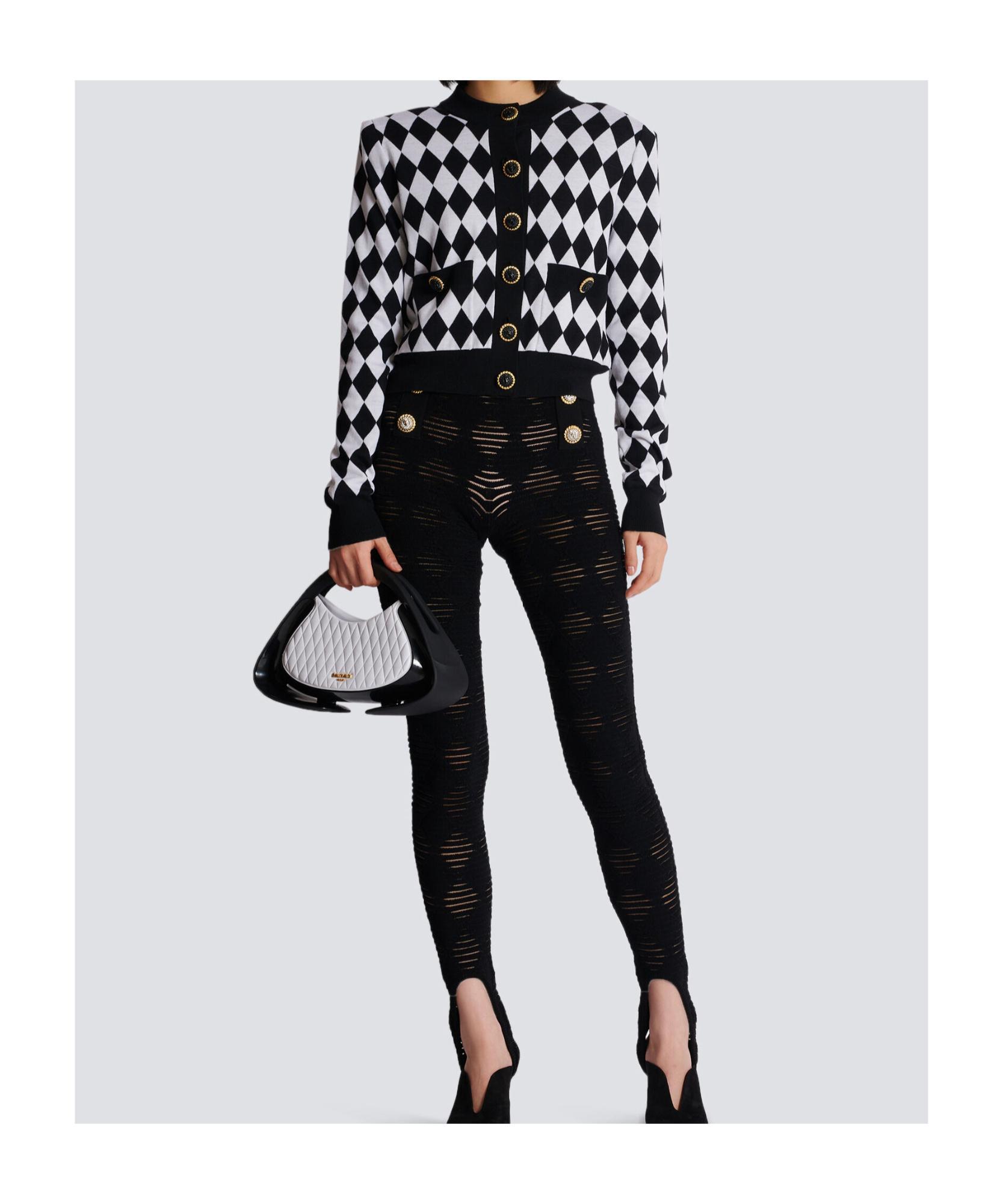 BALMAIN Diamond-shaped Cardigan In Blackwhite Product Image