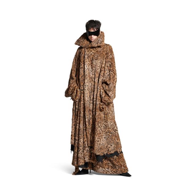 synthetic furry midi coat Product Image