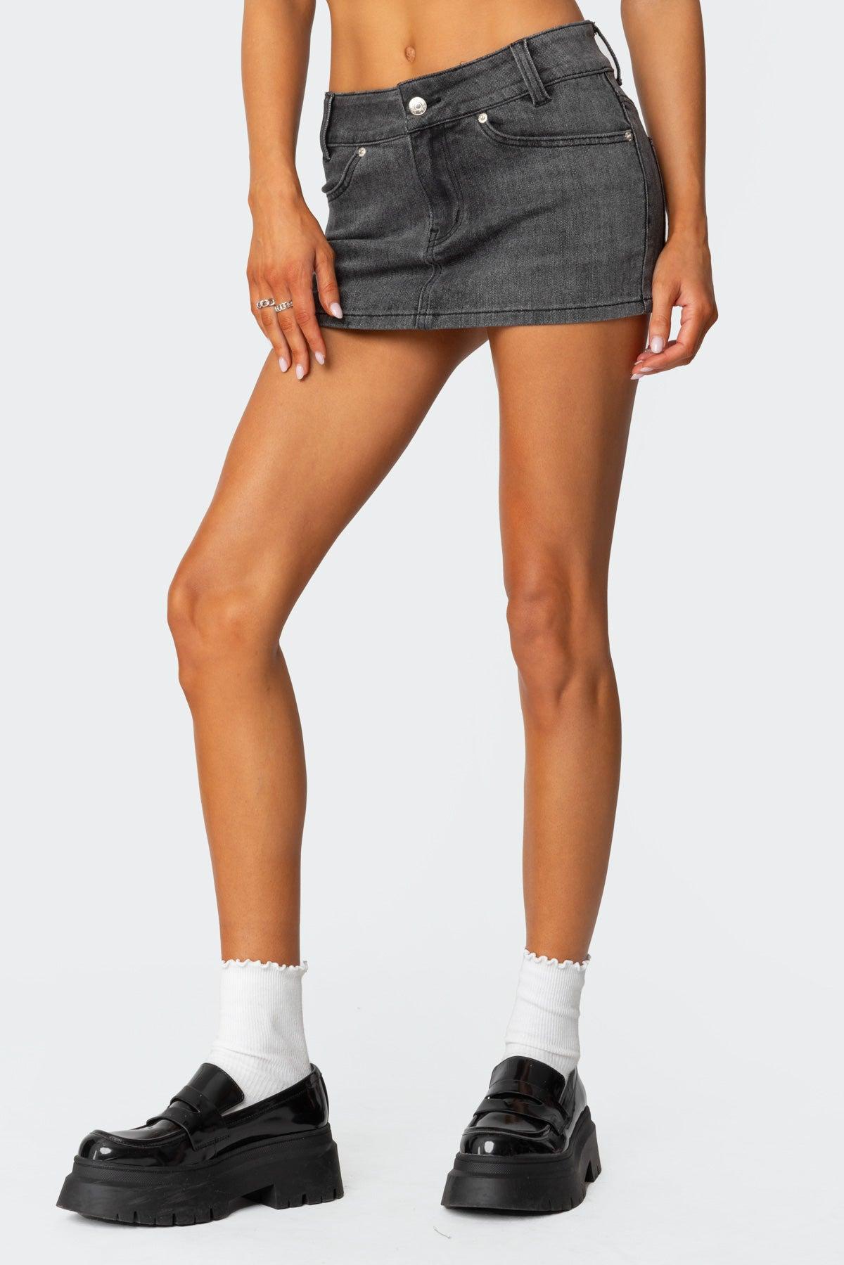 Bev Stretchy Denim Micro Skirt Product Image