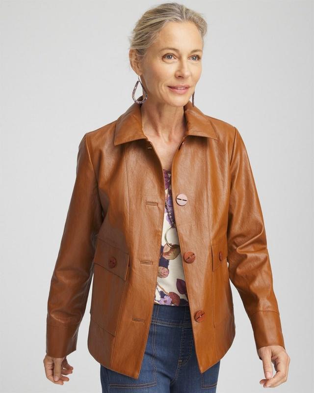 Faux Leather Cropped Jacket Product Image