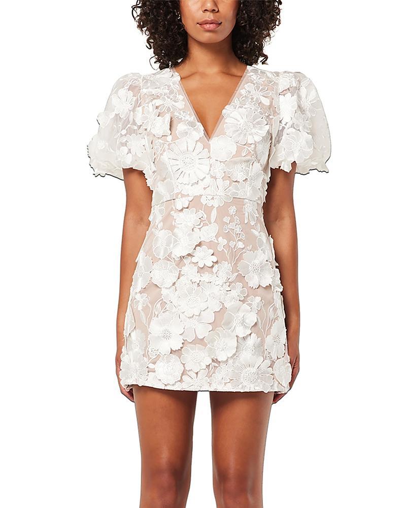 Womens Zayla Floral Lace Puff-Sleeve Minidress Product Image