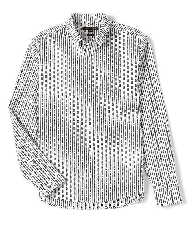 Michael Kors Slim Fit Empire Pinstripe Long Sleeve Woven Shirt Product Image