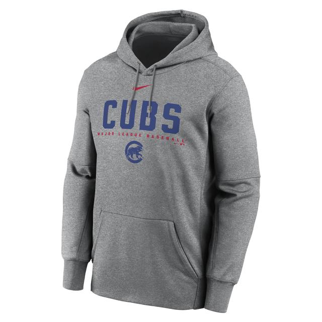 Mens Nike Heather Charcoal Chicago Cubs Therma Fleece Pullover Hoodie Product Image