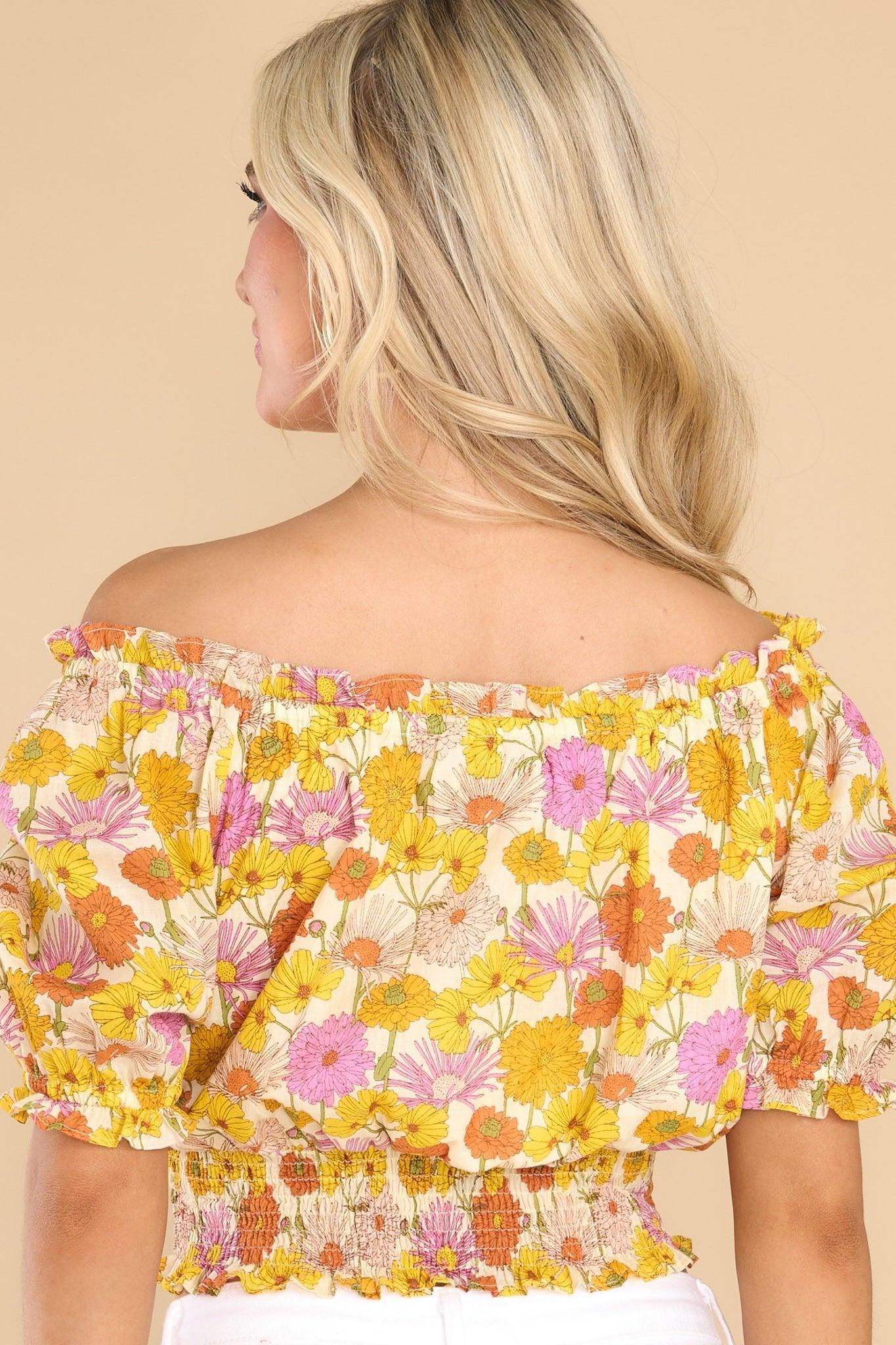 Gia Blooming Golden Floral Cotton Crop Top Product Image