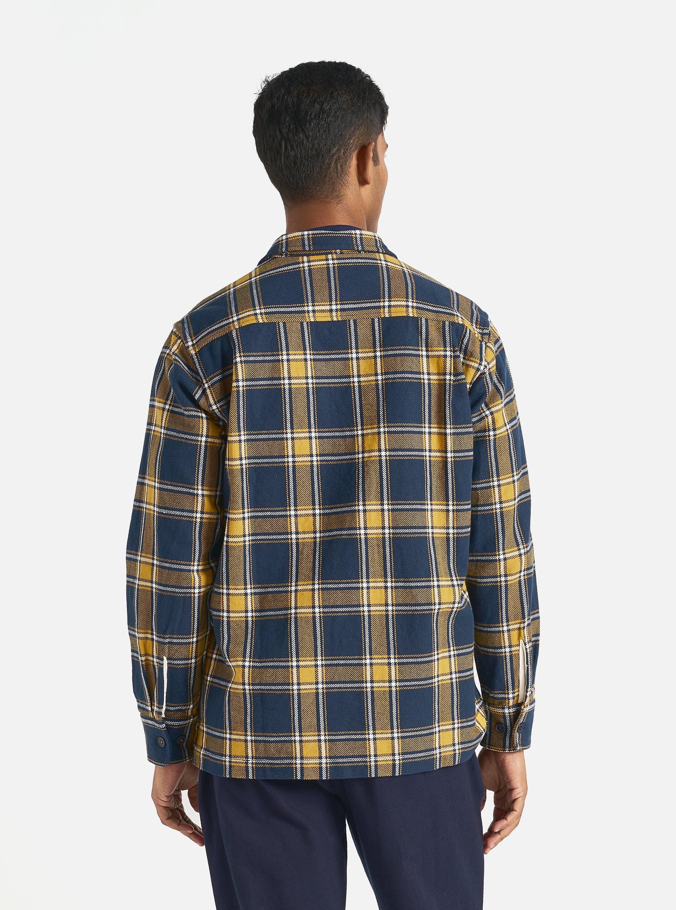 Universal Works L/S Utility Shirt in Yellow/Navy Twill Check Tartan Product Image