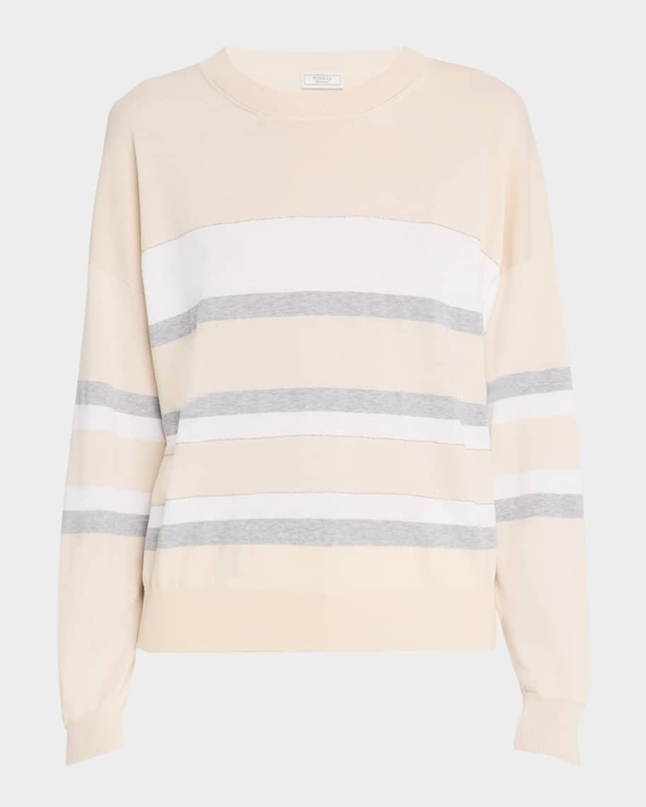 Striped Crewneck Cotton Sweater Product Image