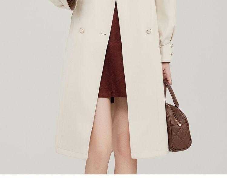 Plain Double-Breasted Trench Coat Product Image