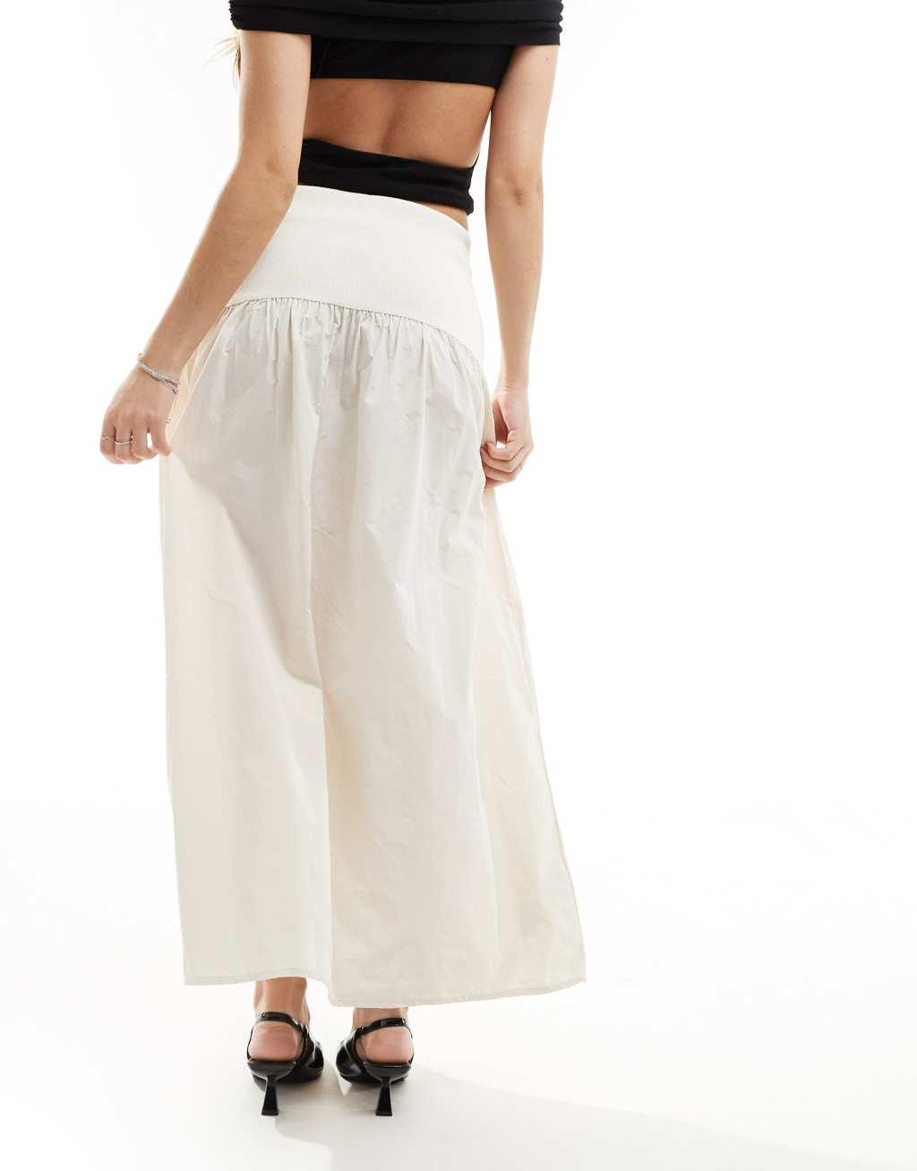 Mango bubble hem midi skirt in white Product Image