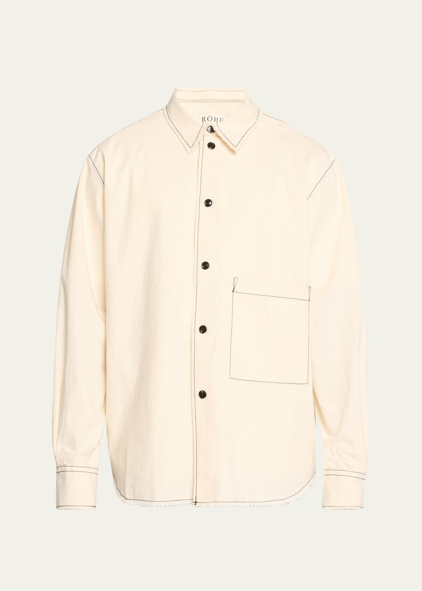 Mens Raw Contrast-Stitch Overshirt Product Image