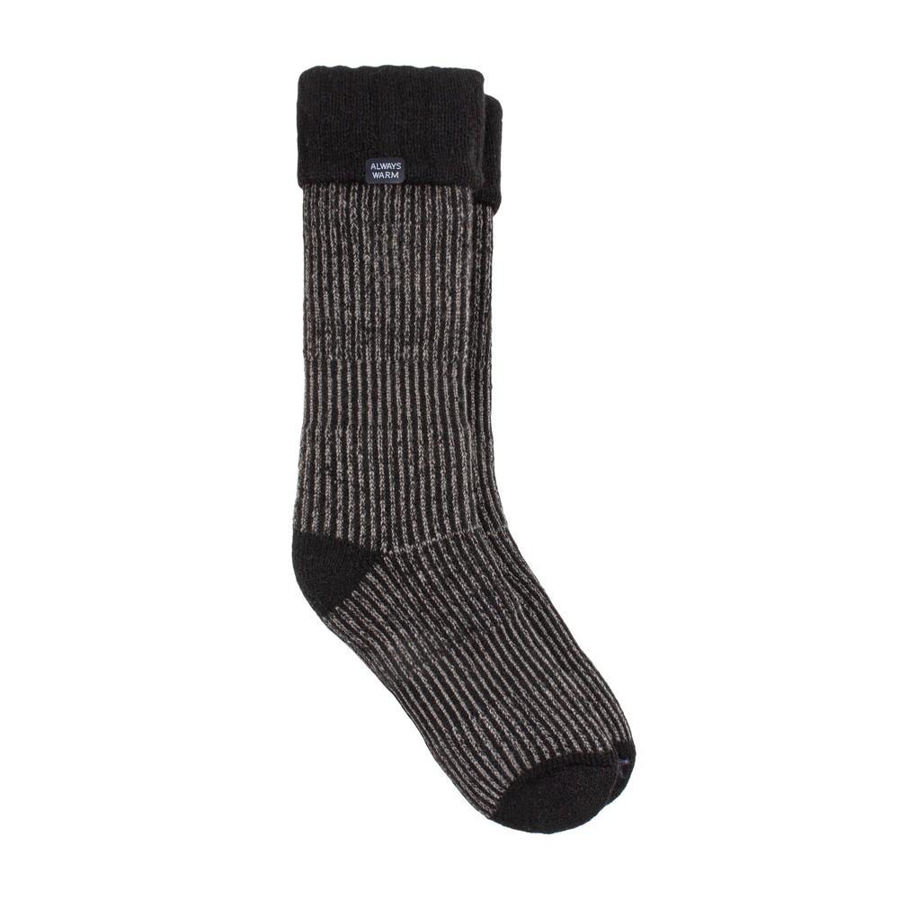 Always Warm by Heat Holders Mens Warmest Ribbed Boot Socks - Black 7-12 Product Image