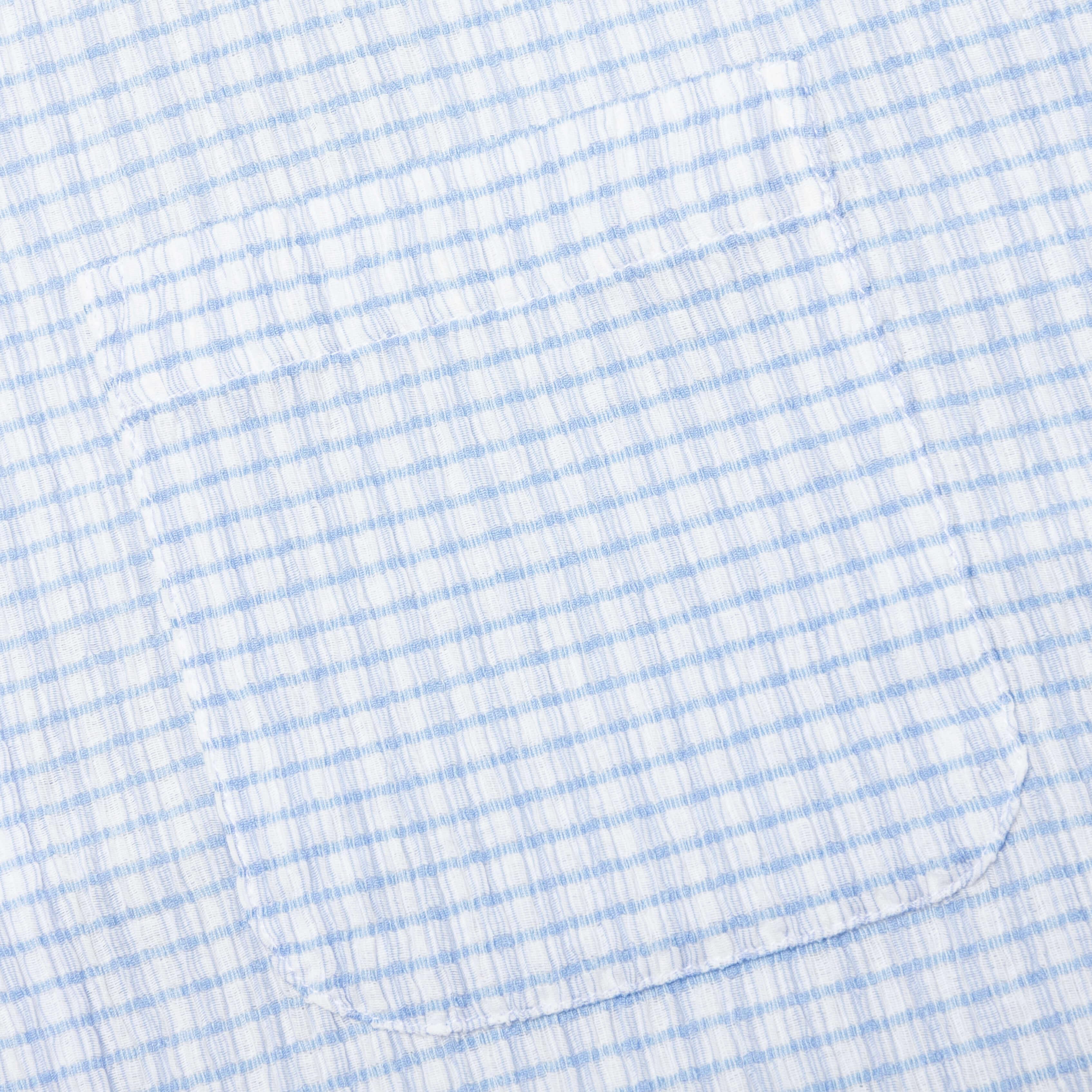 Flat Bottom Crinkled Shirt - Blue Check Male Product Image